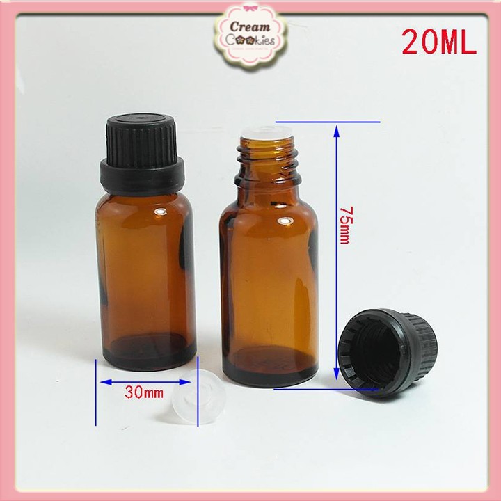 Chai Thủy Tinh Đựng Tinh Dầu Nhỏ Giọt 20ml Nắp Đen