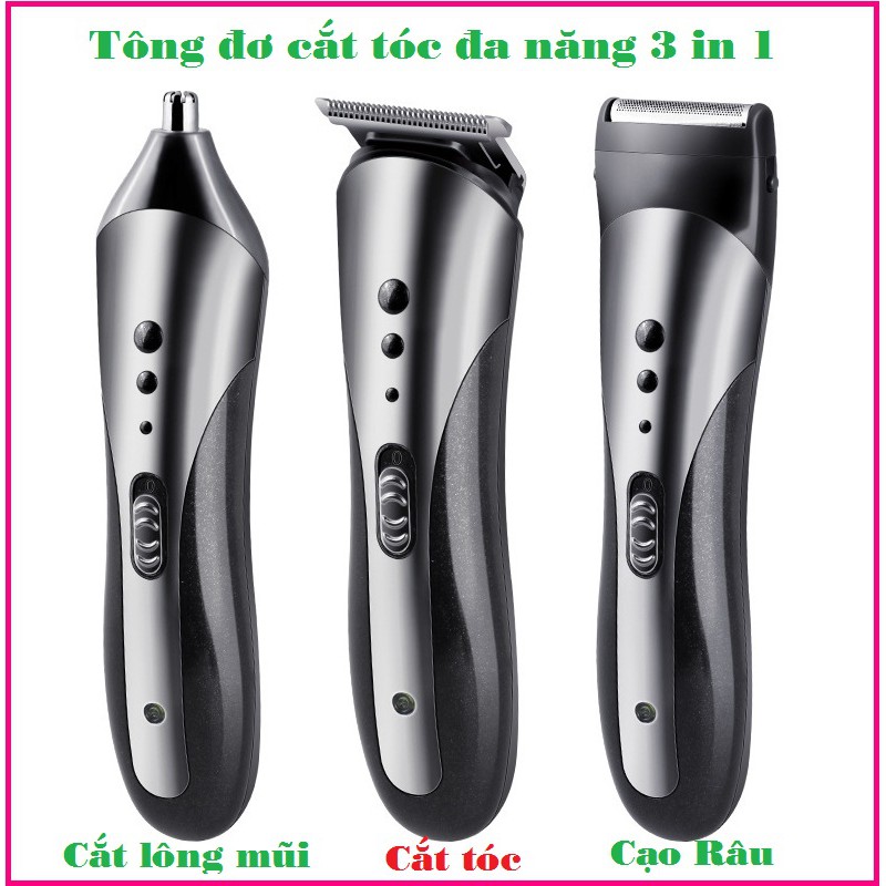 Tông Đơ Cắt Tóc Cạo Râu KM-1407 Đa Năng 3 Trong 1