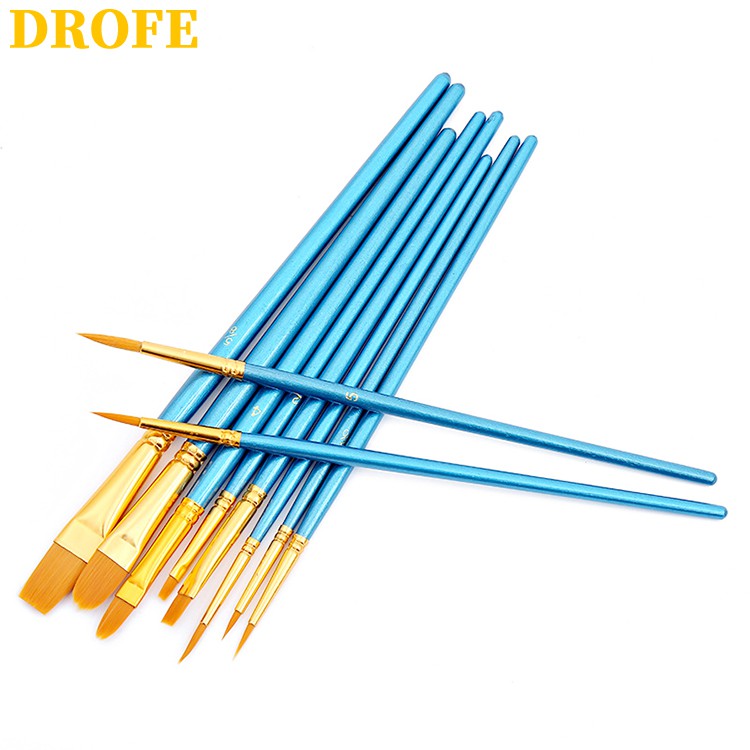 DROFE Bộ 10/6 Cọ Vẽ Tranh Nylon Tô Màu Theo Số Chuyên Nghiệp