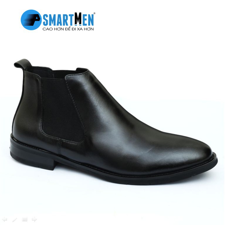 nam da Giày tăng chiều cao SMARTMEN Chealse Boot GD333 (Đen)