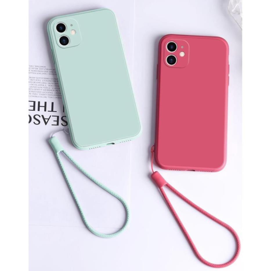 Ốp điện thoại dẻo màu trơn kèm dây đeo tay cho iPhone 6 6S 7 8 x xs max tphcm TPHCM