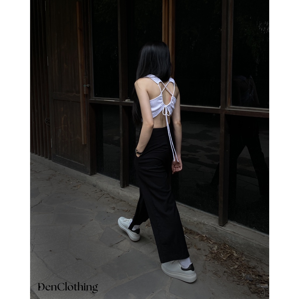 Áo croptop hở lưng Đen Clothing AC01