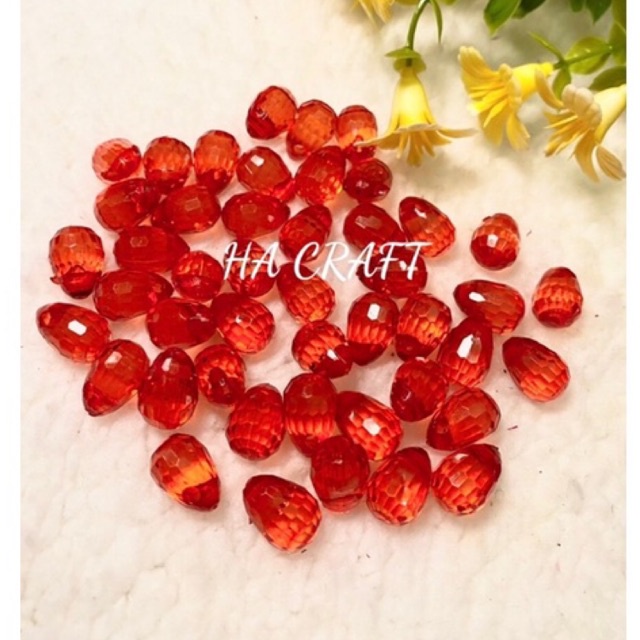 Hạt nụ giọt nước pha lê, hạt nhựa (nụ dạ quang) làm hoa handmade DIY