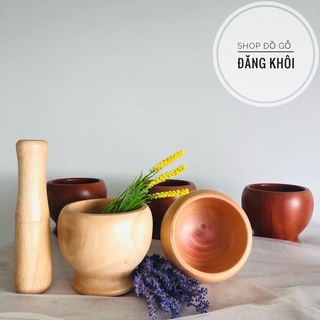 Cối chày nhà bếp bằng gỗ nguyên khối size 13cm