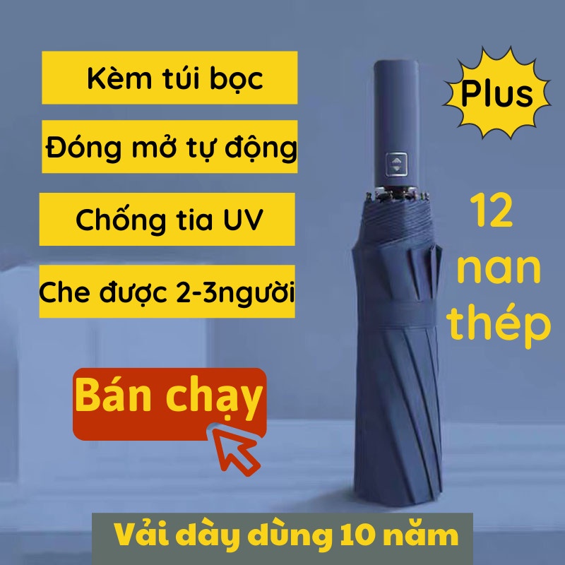 Ô Che Nắng Dù Che Mưa Gấp Gọn [10 Nan Tự Động ] Đóng Mở Du Che Mưa