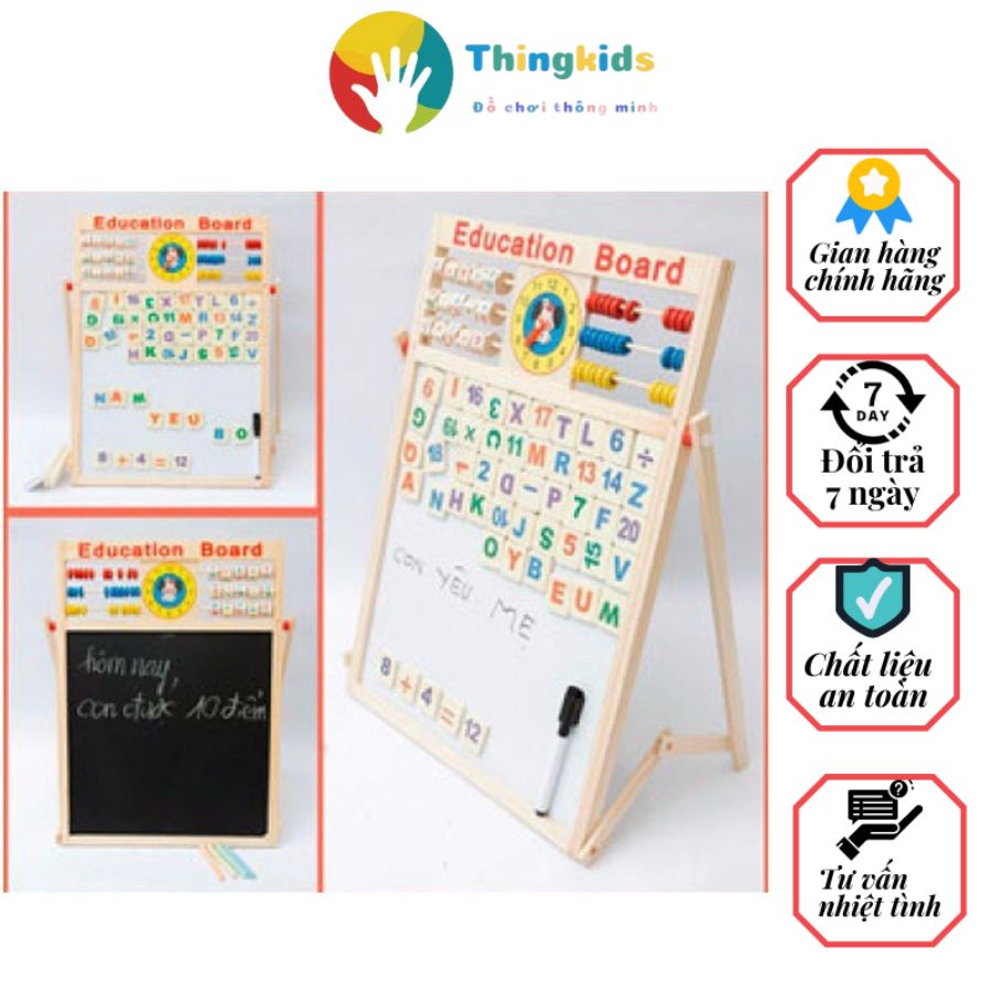 Bảng ghép nam châm chữ và số 2 mặt - THINGKIDS