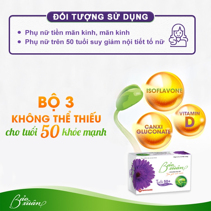 Viên Uống Bảo Xuân 50+ Giúp Bổ Sung Nội Tiết Tố Nữ, Làm Chậm Lão Hoá, Giảm Bốc Hoả,Cáu Gắt