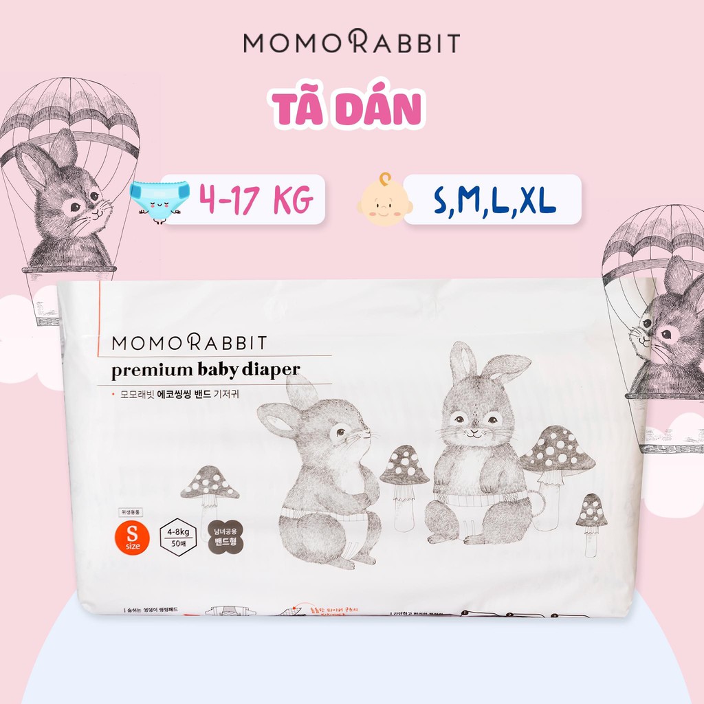 mila Bỉm Momo Rabbit 💝FREESHIP💝 Momo Rabbit Nội Địa Hàn Quốc Dán/Quần Đủ Size S50/M44/L40/XL36/L28/XL22/XXL18