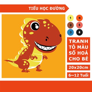 Tranh Số Hoá Khủng Long Đỏ Cho Trẻ Em Tập Tô Màu Theo Số 20x20 Bộ Đồ Chơi Tô Màu Sáng Tạo