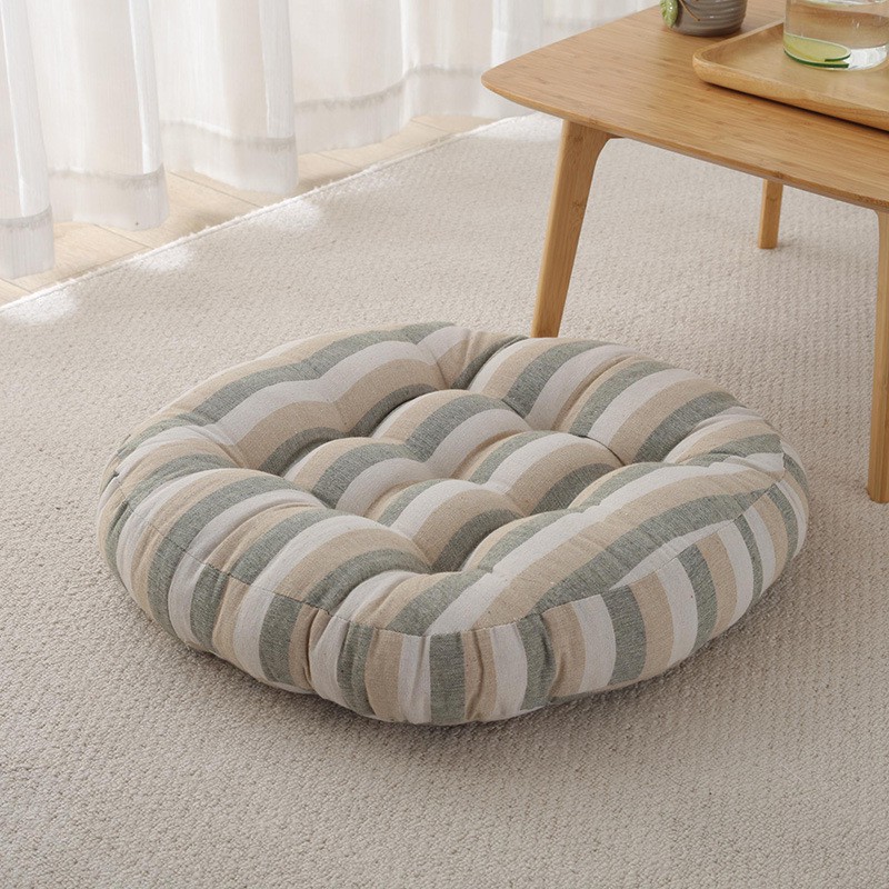 Cotton and linen fabric cushions, round yoga futon cushions, simple and fresh homestay tatami bay window cushi