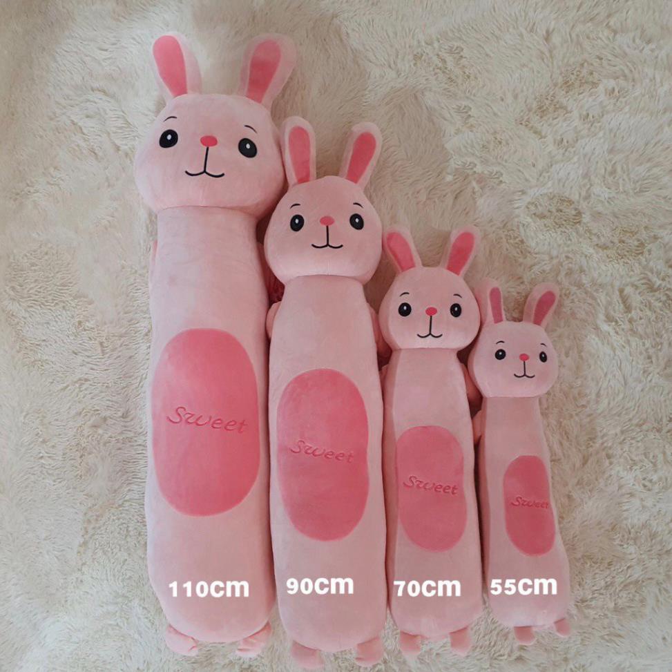 Gấu bông cho bé, Gối ôm hình thú dài 55cm 70cm 90cm 110cm, Mềm Mịn Co Dãn 4 Chiều