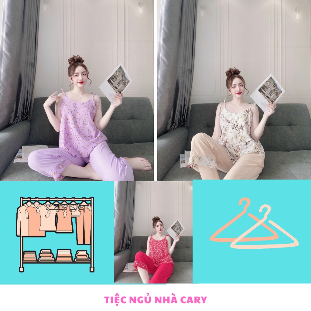 Bộ ngủ lụa tay cánh tiên phối ren nhiều màu đơn giản siêu xinh mềm mịn CARY