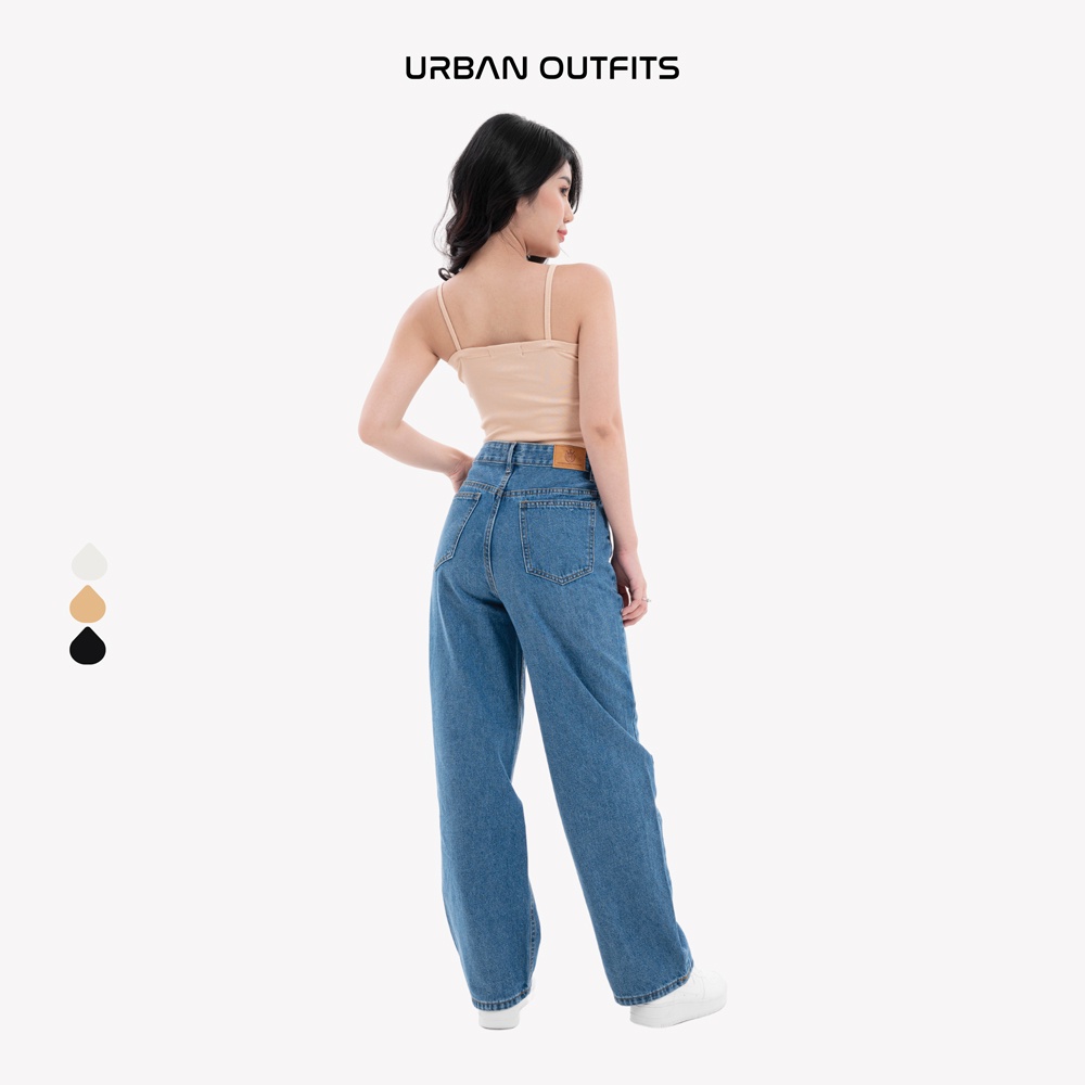 Quần Baggy Jean Nữ URBAN OUTFITS Dáng Regular Chất Vải Denim Wash Kỹ Không Loang Màu QJR101 Eo 62-73