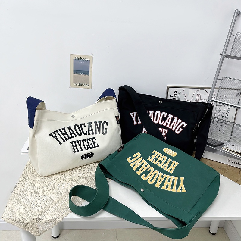 Túi Xách Canvas Cỡ Lớn In Chữ Thời Trang Cho Nam Nữ