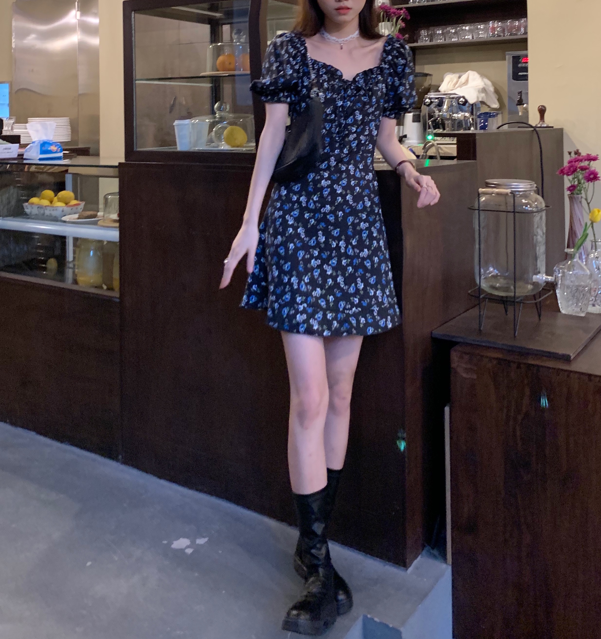 [QUÀ TẶNG LÀ GÓI XẢ VẢI BẠN NHÉ] Váy midi dài 2021 [COCORY] đầm midi dài hoa nhí cổ vuông tay ngăn thời trang hàn quốc | BigBuy360 - bigbuy360.vn