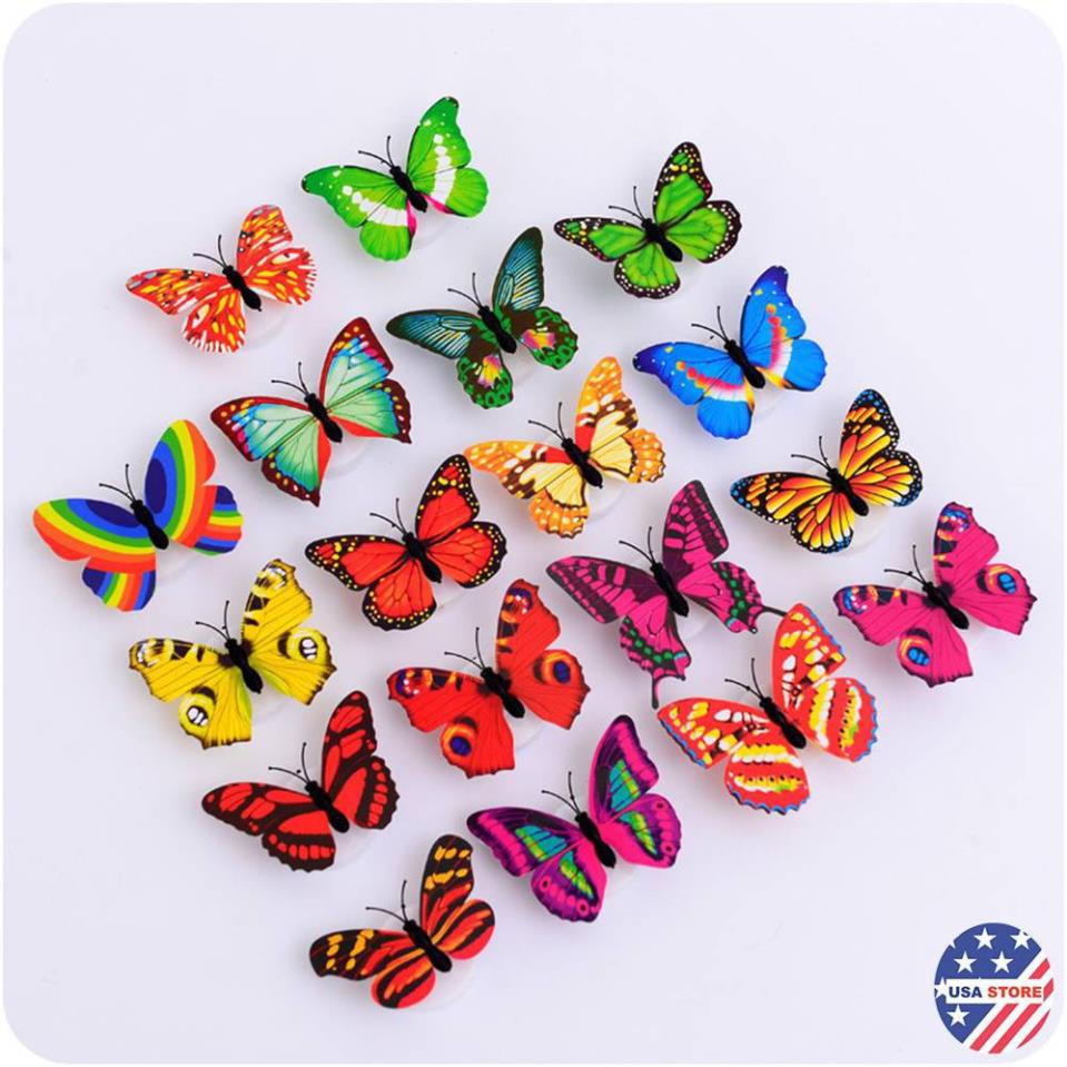 Đèn Led HÌNH BƯỚM 3D Dán Tường Trang Trí - Đèn Ngủ Bướm Phát Sáng Đổi Màu