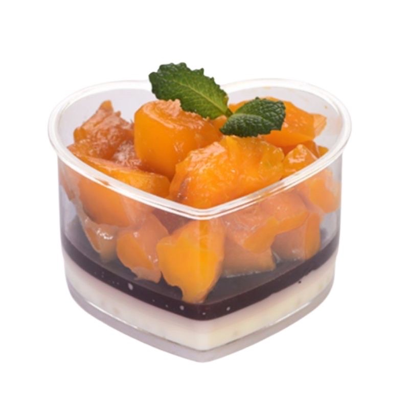10 cốc mica nhựa hình Tim đựng Mousse, Tiramisu