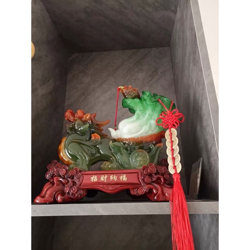 TƯỢNG PHONG THUỶ DECOR TỲ HƯU KÉO BẮP CẢI kích thước  dài 27 rộng 12 cao 25cm