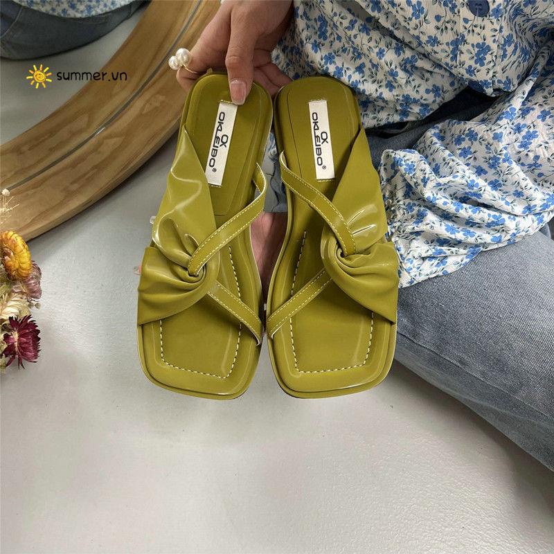 Dép Sandal Quai Chéo Đế Bệt Thời Trang Mùa Hè Pháp 2022
