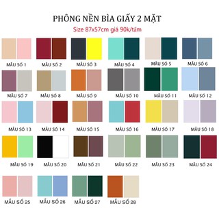 24 Mẫu Phông nền 2 màu chụp ảnh - Phông nền 2 mặt chụp ảnh sản phẩm chuyên nghiệp -  87x57cm Bìa cứng