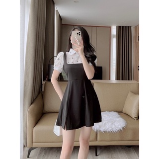 Váy yếm đen phối hoa