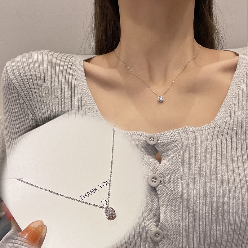 Vòng cổ Titan Đính Đá Zircon Phong Cách Vintage Thời Trang Cho Nữ