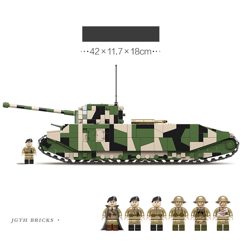 Đồ chơi Lắp ráp Xe Tăng Anh hạng nặng TOG II, Quanguan 100241 British Tank, Xếp hình thông minh, Mô hình xe tăng