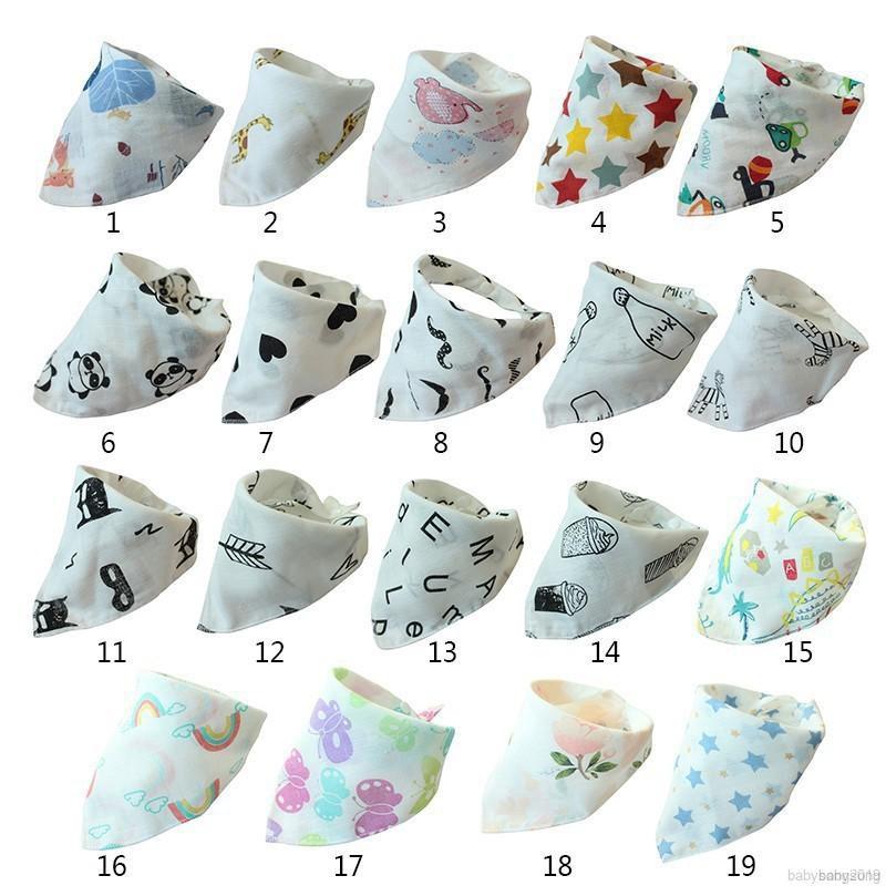 ✨ Kimi ๑ Baby Bibs High Quality Triangle Double Layers Cotton Cartoon Print Bib Infany Cotton Triangle Mouth Towel