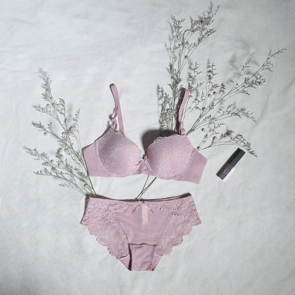 Áo Lót Nữ Ren Phối Lưới Mút Mỏng Bra Camomile Hồng Đất (Mustoto MA19)