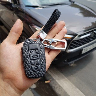 Bao da 3D bảo vệ chìa khóa xe Toyota Camry 2019, Toyota Cross kèm móc đeo Inox