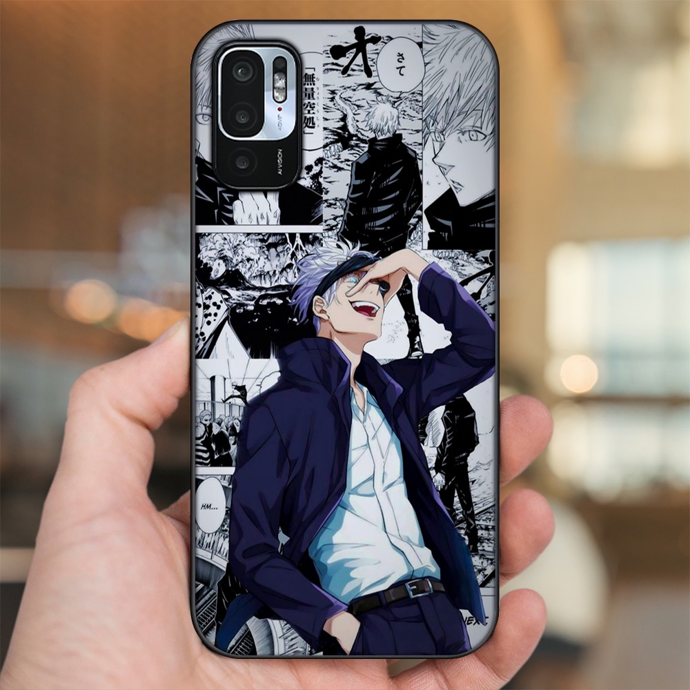 Ốp lưng Xiaomi Redmi Note 10 5G viền đen in hình Satoru Jujutsu Kaisen