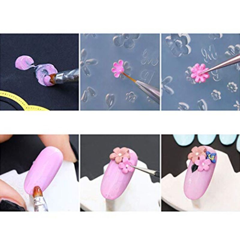 Set 6 Khuôn Silicone Tạo Hình Hoa 3D Trang Trí Móng Tay