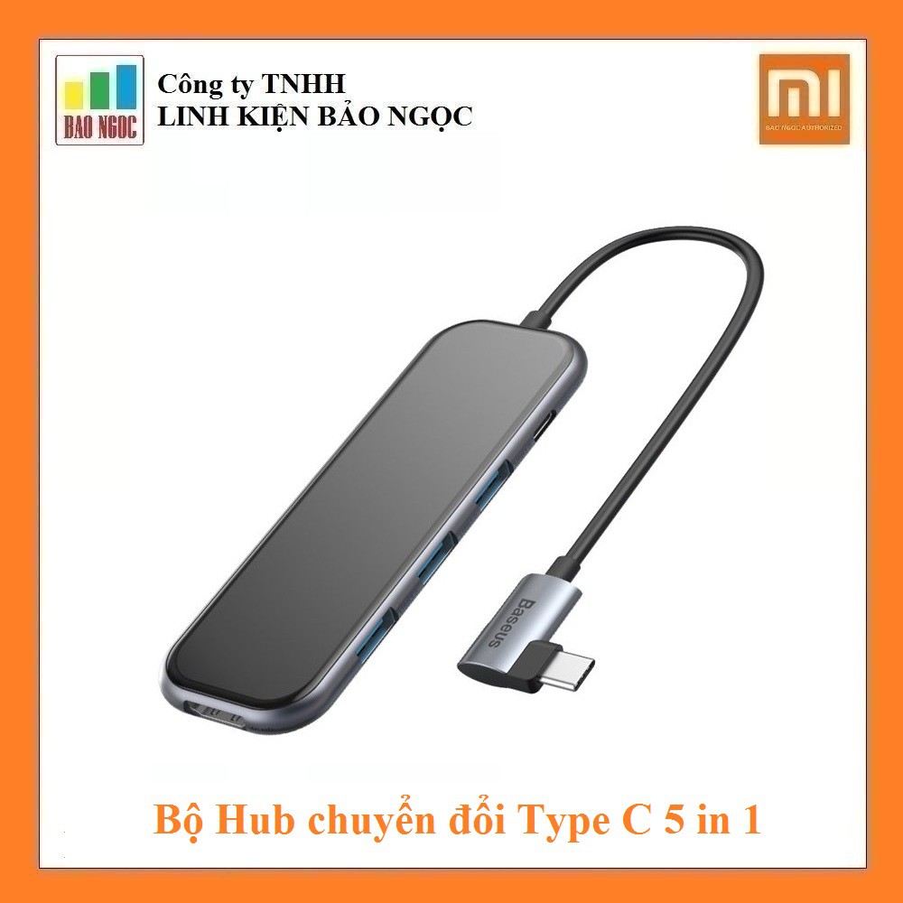 [Mã 267ELSALE hoàn 7% đơn 300K] Bộ Hub chuyển đổi Type C Baseus 5 in 1 CAHUB-BZ0G ( USB 3.0 x 3 + HDMI 4K + PD Type-C )