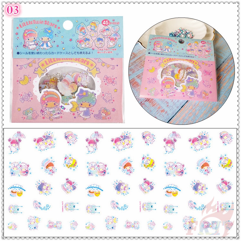 ❉ My Melody / Hello Kitty / LITTLE TWIN STARS / Pom Pom Purin - Sanrio Transparent Anime Stickers ❉ 45Pcs/Set DIY Diary Scrapbooks Decor Decals Stickers