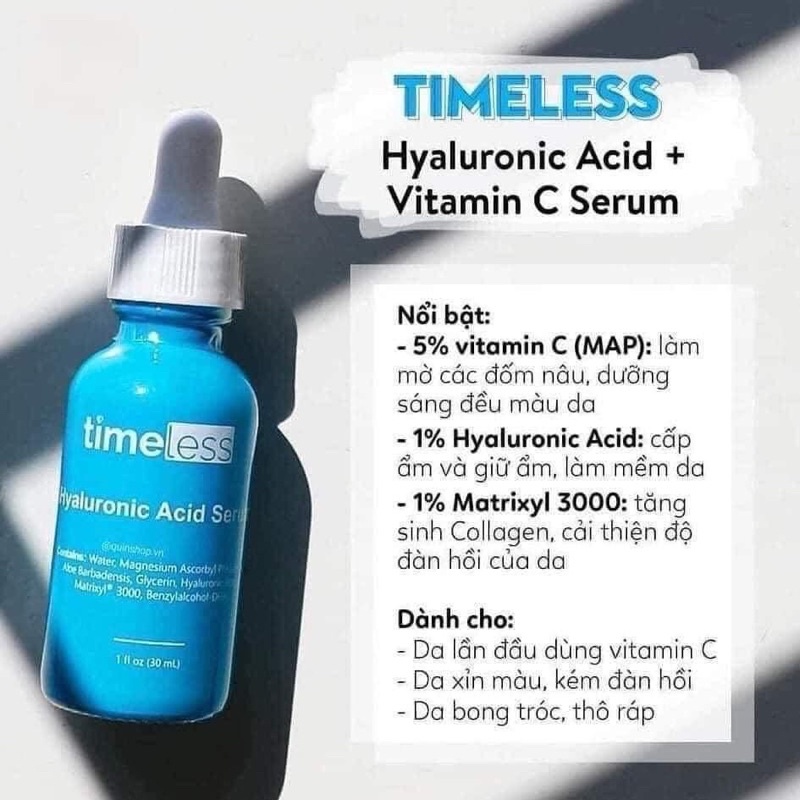 Tinh chất sáng da, cấp nước Timeless HA Vitamin C 30ml