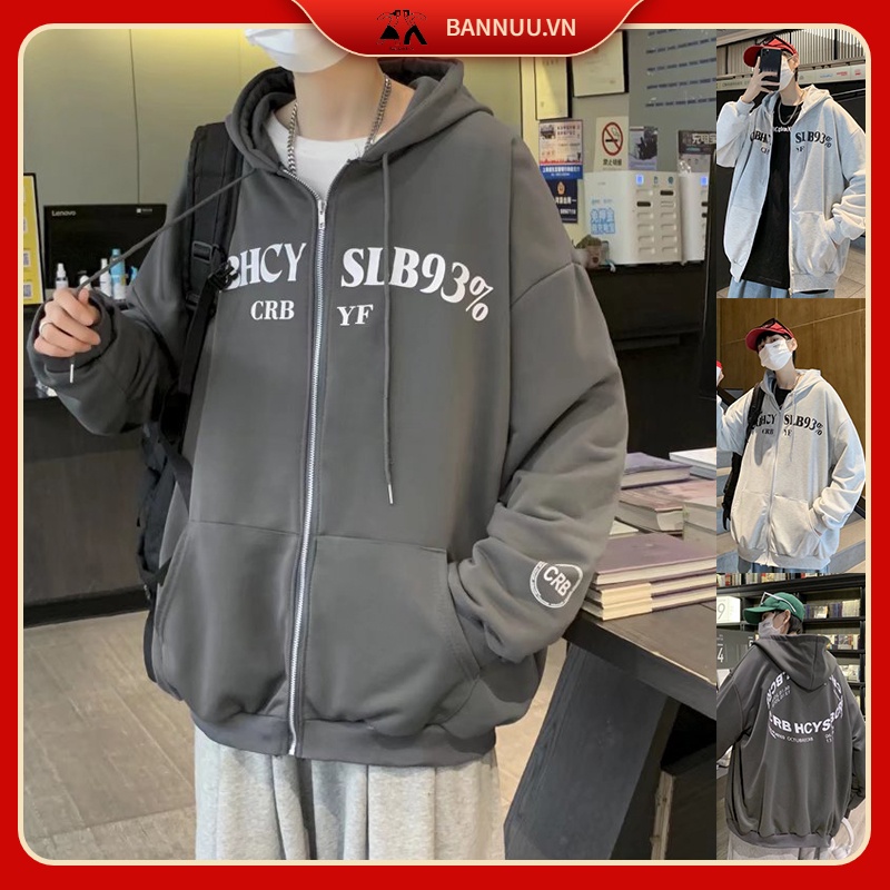 Áo Khoác hoodied Thể Thao Màu Sắc Đơn Giản Phong Cách from rộng áo hoodie dây kéo phong cách Hàn Quốc áo khoác bóng chày nam