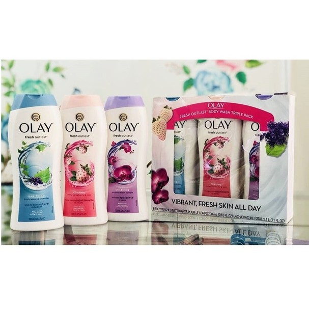 Sữa tắm dưỡng da Olay Fresh Outlast bộ 3 chai 700ml