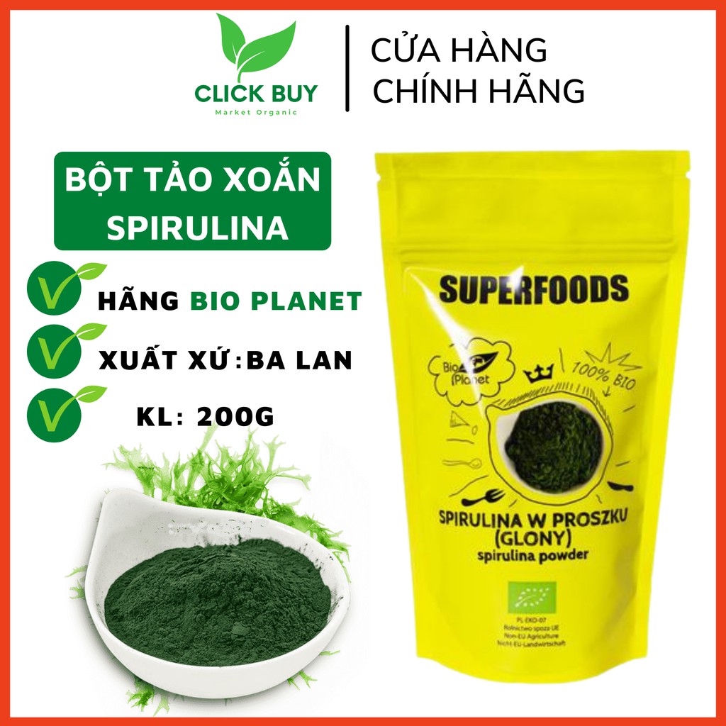 Bột tảo xoắn nguyên chất spirulina hữu cơ 200g nhập khẩu Ba Lan [ Cung ứng sỉ giá tốt ]