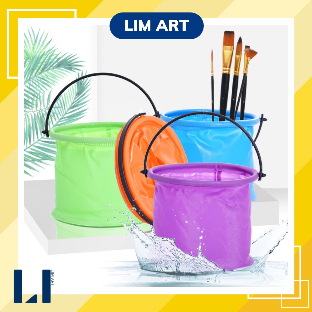Xô - Chậu đựng cọ vẽ, rửa cọ vẽ, đựng nước gấp gọn thuận tiện LIM Art
