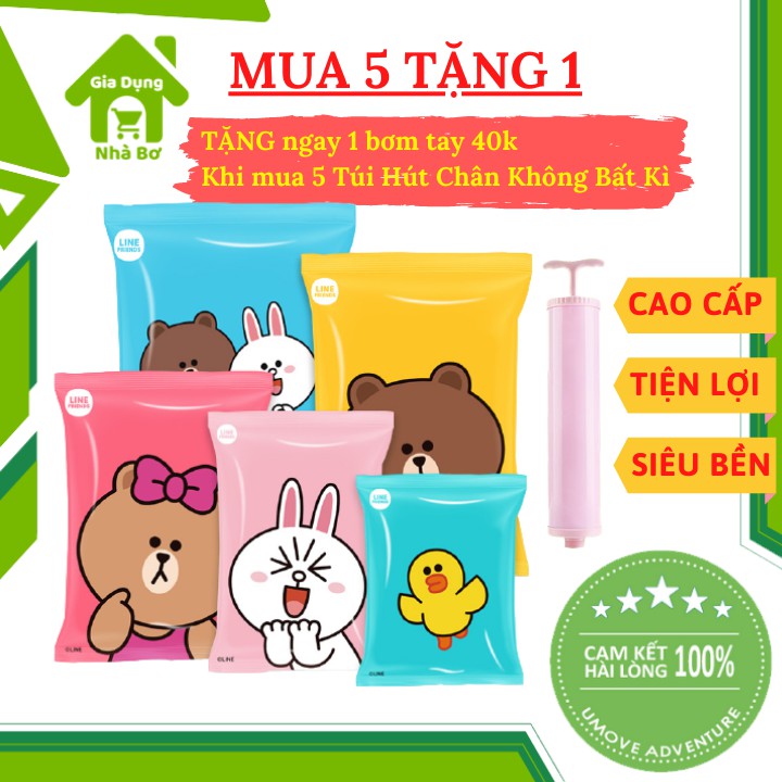 Túi bao hút chân không quần áo chăn màn ga gối [5 Tặng 1] Túi zip bảo quản chống nước nấm mốc bụi bẩn gấp gọn tiện dụng