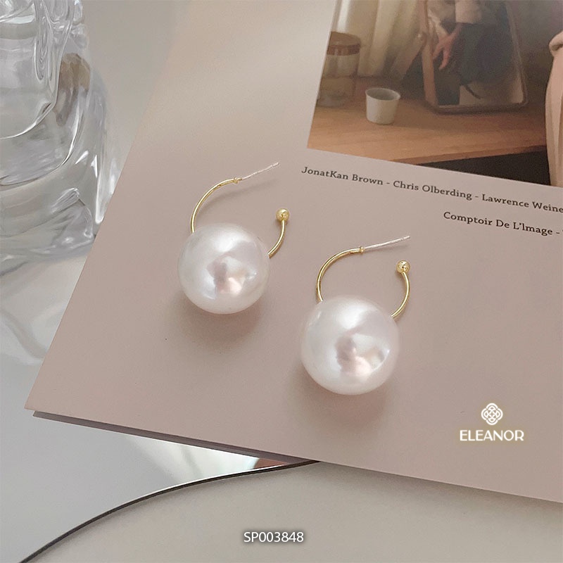 Bông tai nữ ngọc trai nhân tạo Eleanor Accessories viền cong chữ C phụ kiện trang sức 3848