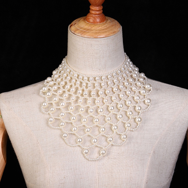 Cổ Áo Sơ Mi Giả Đính Hạt Ngọc Trai Có Thể Tháo Rời Cho Nữ