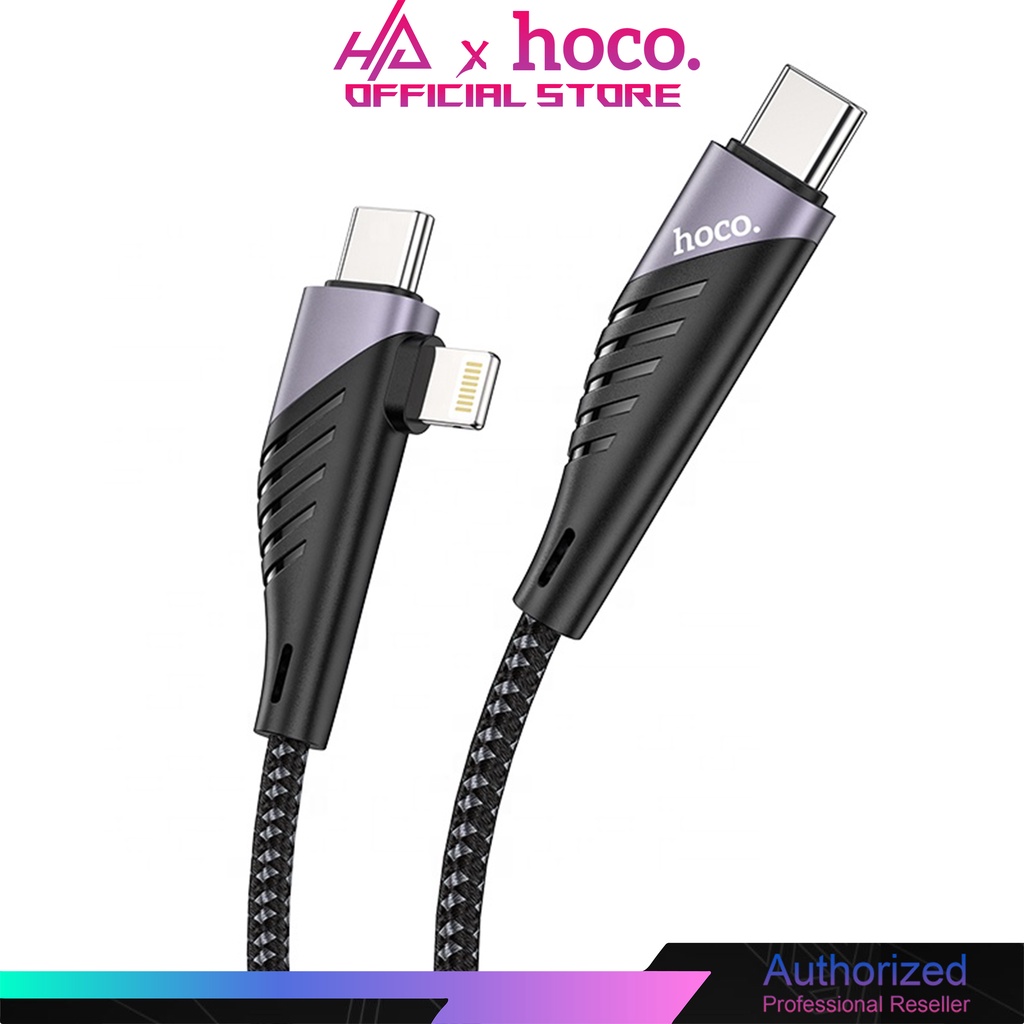Cáp sạc Hoco U95 Freeway cổng Type-C to Type-C 60W Max và Type-C to L PD20W (Đen) - Chính Hãng