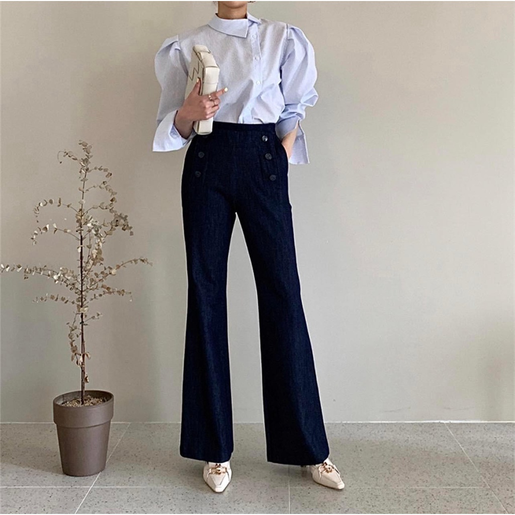 ÁO LADY TOP XANH KẺ SỌC