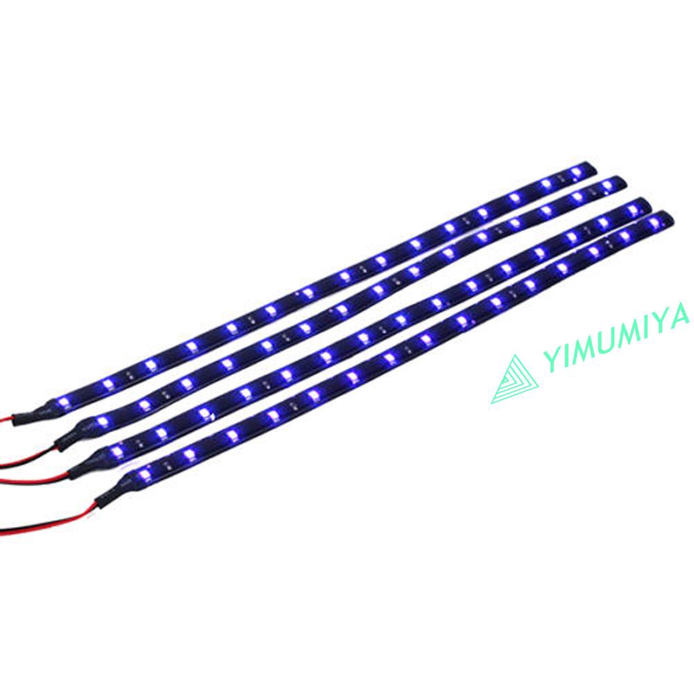 4 Dây Đèn Led Xanh Dương 30cm/15 Bóng 12v Chống Thấm Nước