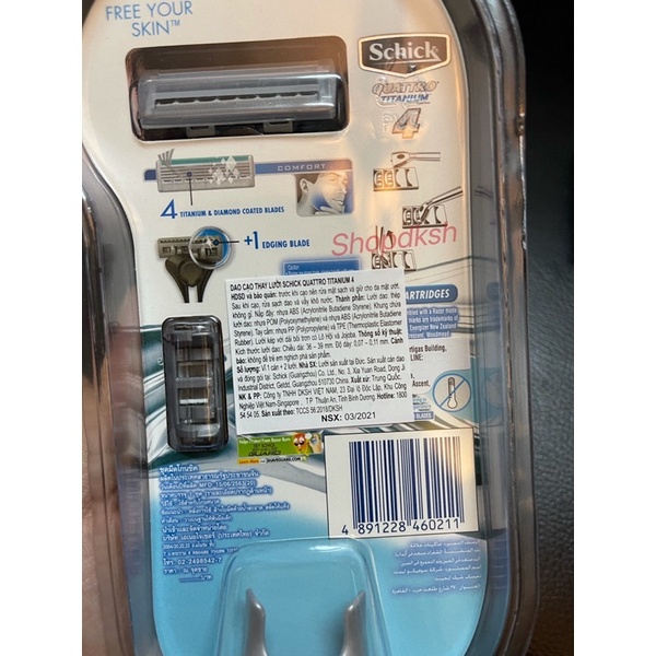 Dao cạo râu 4 lưỡi Schick Quattro titanium 4 lưỡi hàng chính hãng dksh