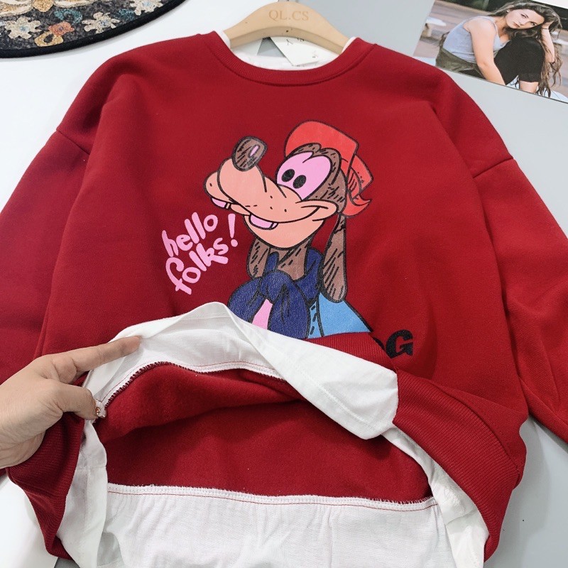 BÁN SỈ ÁO NỈ BÔNG ĐỎ HÌNH CHÓ CHO NỮ | BigBuy360 - bigbuy360.vn