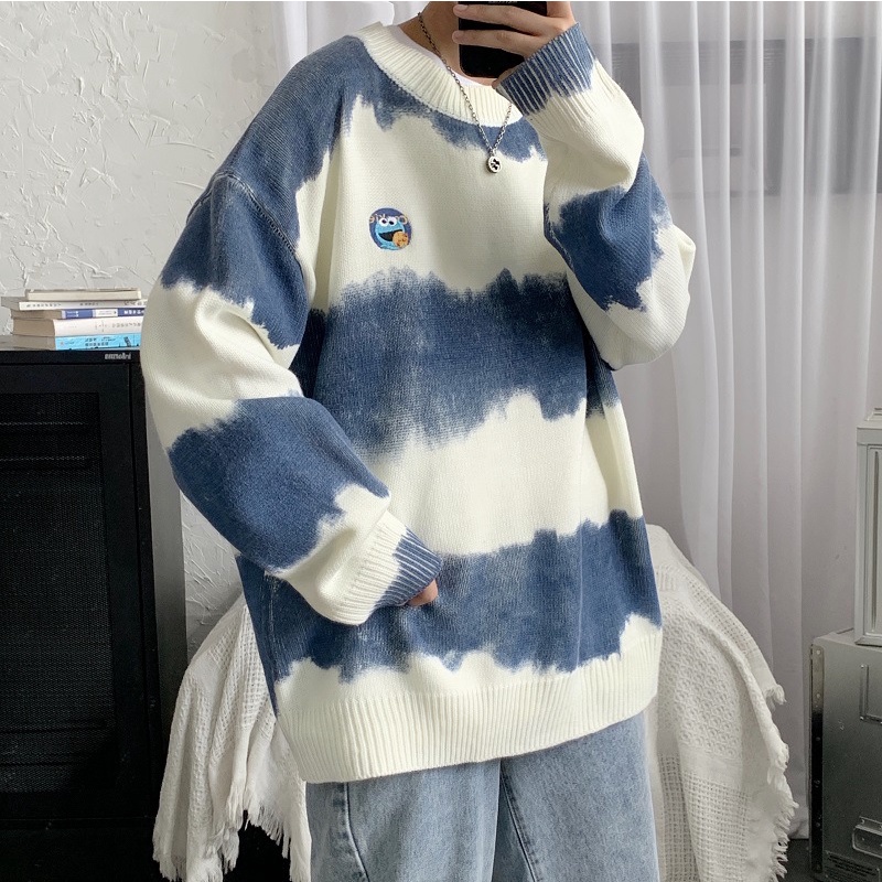 Áo sweater AOKANG vải dệt kim dày dặn dáng rộng cổ tròn phong cách Hàn Quốc thời trang thu đông dành cho nam giới