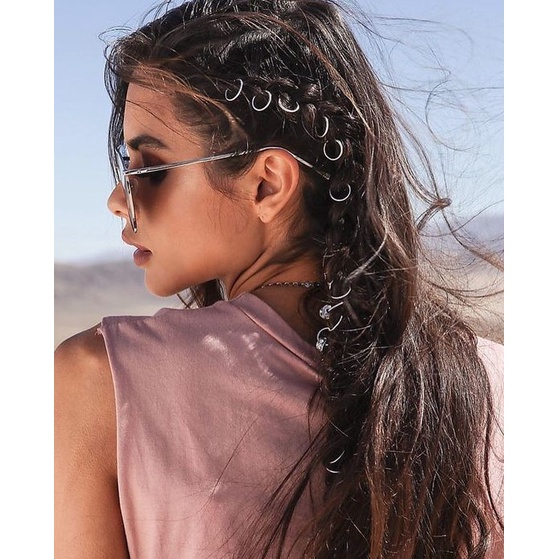 Set 5 Vòng Buộc Tóc Bằng Gỗ Tự Nhiên Đính Ngọc Trai Phong Cách Hip hop