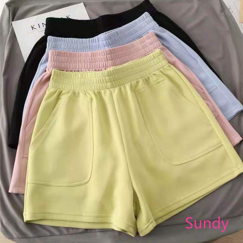 Plus Quần Short Thể Thao Màu Trơn Dáng Rộng Cỡ Lớn Kiểu Hàn Quốc Thời Trang Mùa Hè Cho Nữ